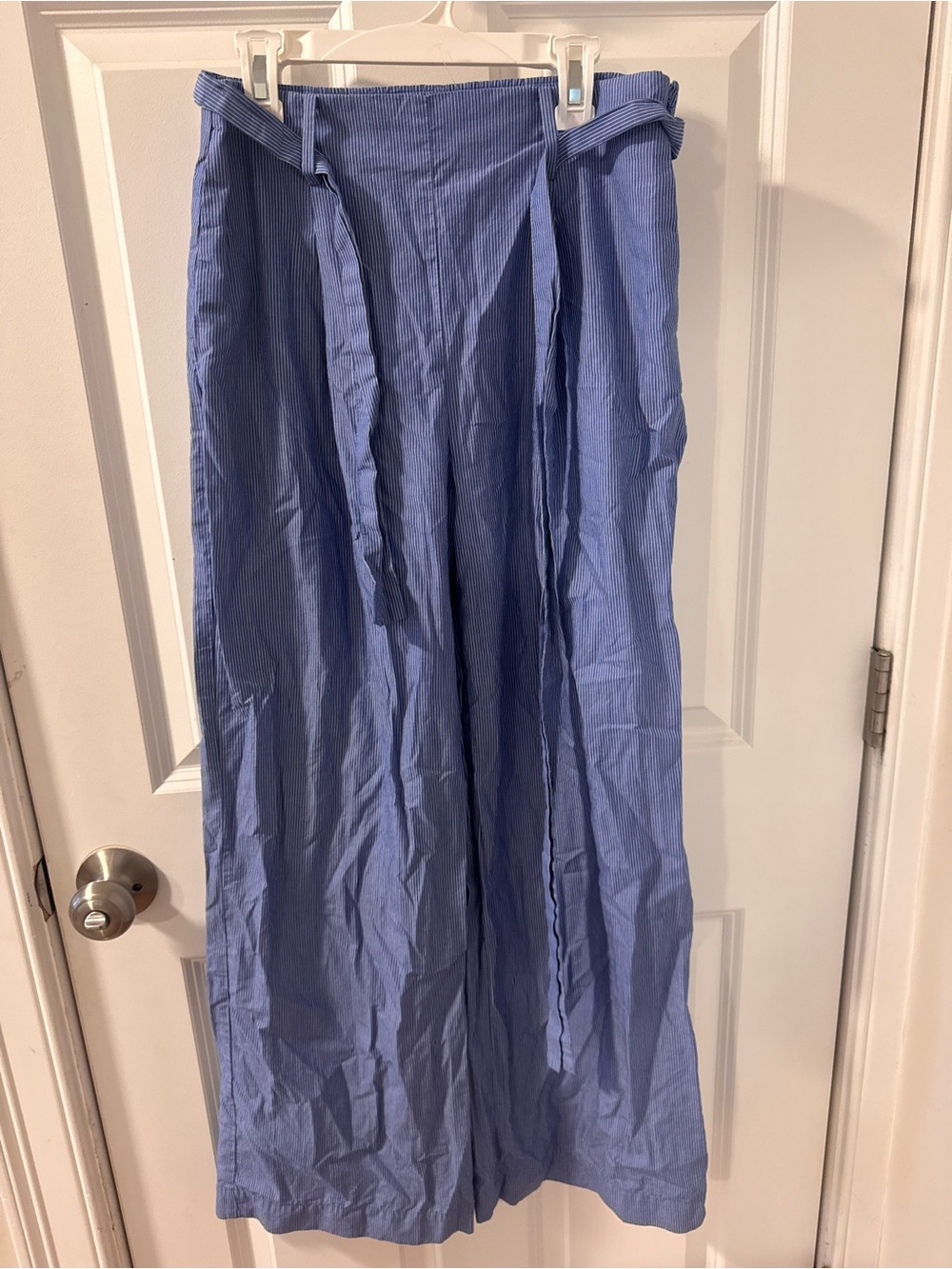 Light Blue Linen Tie Waist Pants